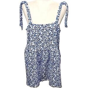 Penningtons Women's Tie Shoulder Gauzy Baby Doll Top Lose Fit Blue & White Sz 1X